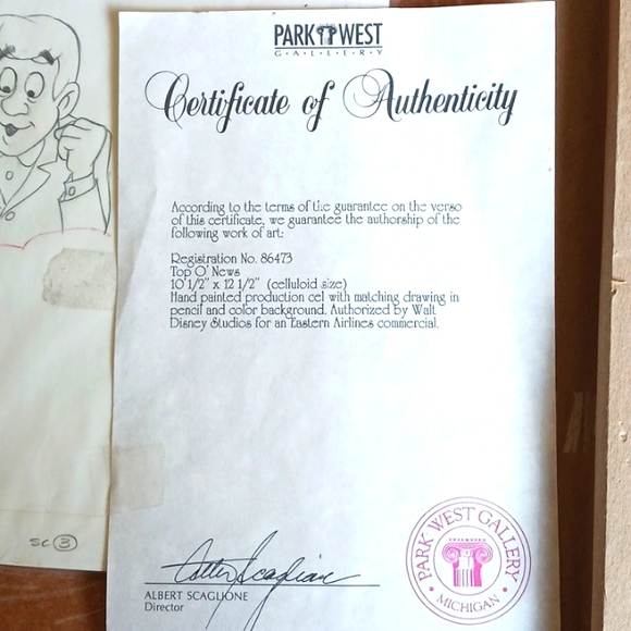 Disney hand painted production cell with matching pencil drawing,Eastern Airline - Picture 6 of 16